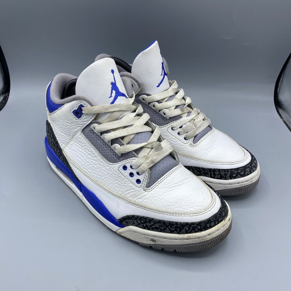 Nike Air Jordan III RETRO 3 Racer Blue Cement OG Sneakers Size 7.5 Rare - Picture 2 of 7